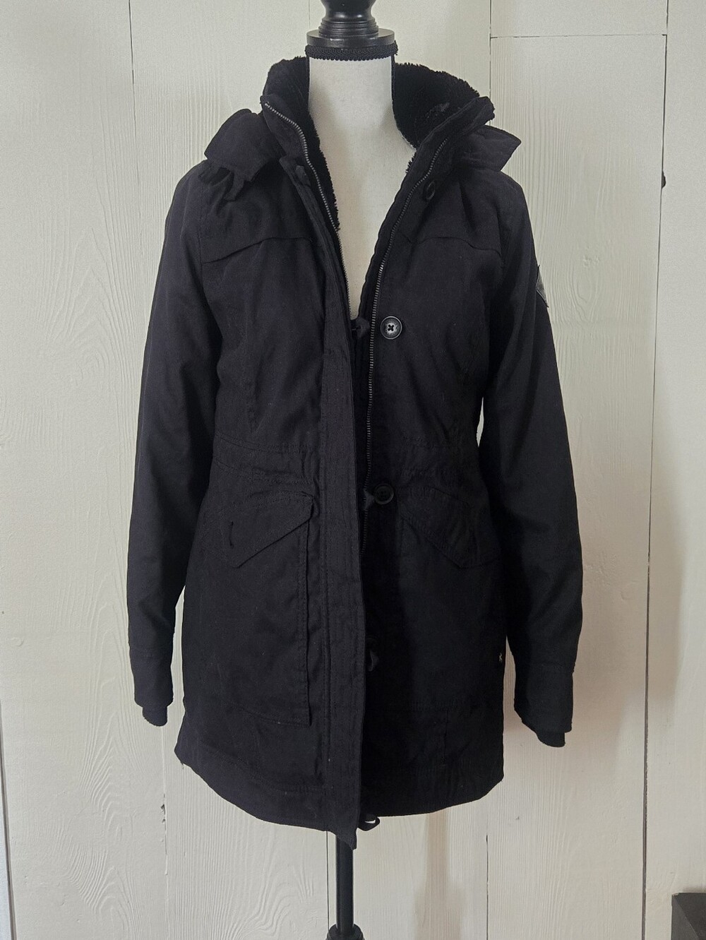 Hollister Black Women's Hooded Utility Parka